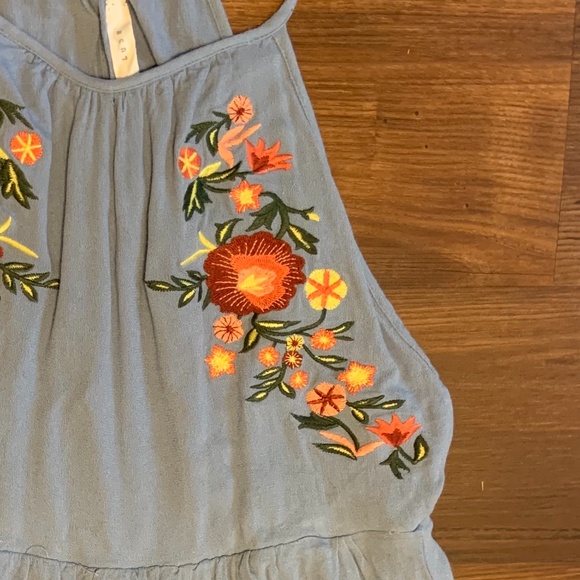 Blue Halter Dress with Floral Details - Picture 4 of 4